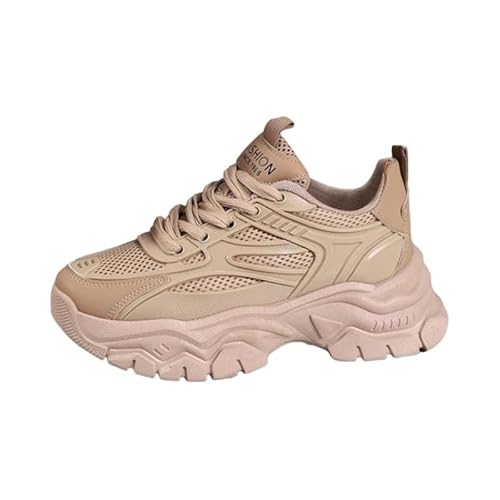 JXpxbao Chunky Sneaker Damen Chunky Mesh Turnschuhe Für Damen Modische Plateau-Lässige Schuhe Bequeme Keilabsatz Sneaker Vielseitige (Khaki,40) von JXpxbao