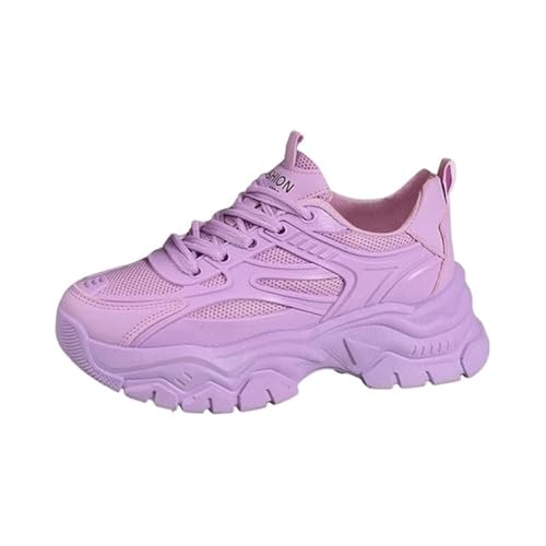 JXpxbao Chunky Sneaker Damen Chunky Mesh Turnschuhe Für Damen Modische Plateau-Lässige Schuhe Bequeme Keilabsatz Sneaker Vielseitige (Lila,38) von JXpxbao