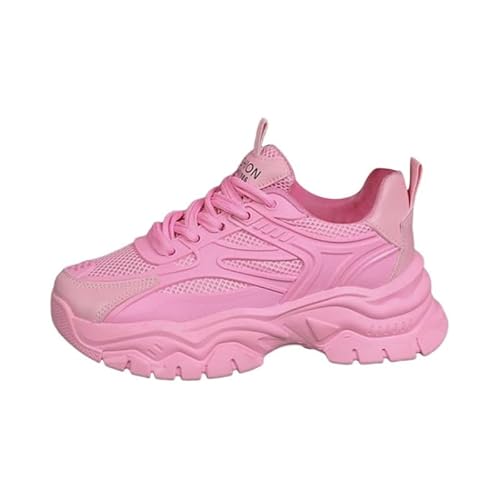 JXpxbao Chunky Sneaker Damen Chunky Mesh Turnschuhe Für Damen Modische Plateau-Lässige Schuhe Bequeme Keilabsatz Sneaker Vielseitige (Rosa,39) von JXpxbao