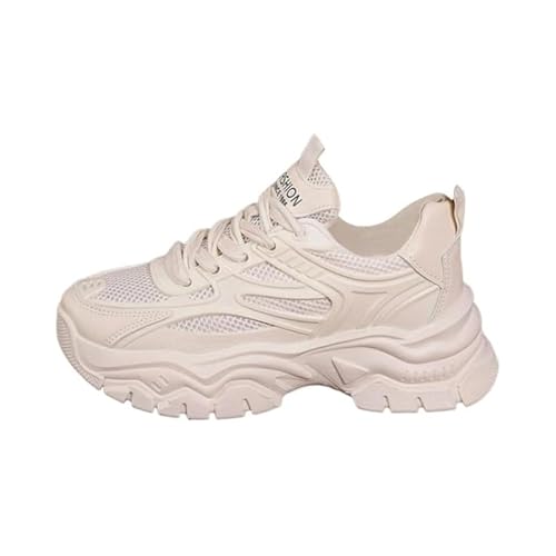 JXpxbao Chunky Sneaker Damen Chunky Mesh Turnschuhe Für Damen Modische Plateau-Lässige Schuhe Bequeme Keilabsatz Sneaker Vielseitige (Weiß,40) von JXpxbao