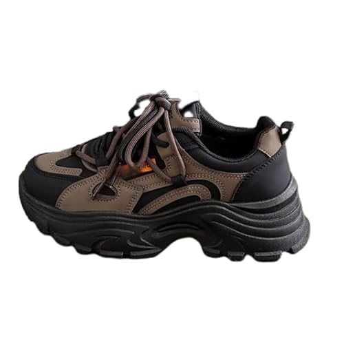 JXpxbao Chunky Turnschuhe Für Damen, Modische Plateau-Lässige Schuhe, Bequeme Keilabsatz Sneaker (35,Beige) von JXpxbao