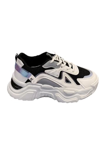 JXpxbao Chunky Turnschuhe Für Damen, Modische Plateau-Lässige Schuhe, Bequeme Keilabsatz Sneaker (36,Schwarz) von JXpxbao