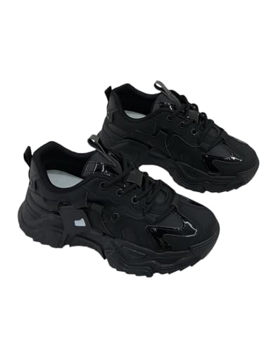 JXpxbao Chunky Turnschuhe Für Damen, Modische Plateau-Lässige Schuhe, Bequeme Keilabsatz Sneaker (36,Schwarz) von JXpxbao
