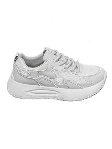 JXpxbao Chunky Turnschuhe Für Damen, Modische Plateau-Lässige Schuhe, Bequeme Keilabsatz Sneaker (39,Grau) von JXpxbao