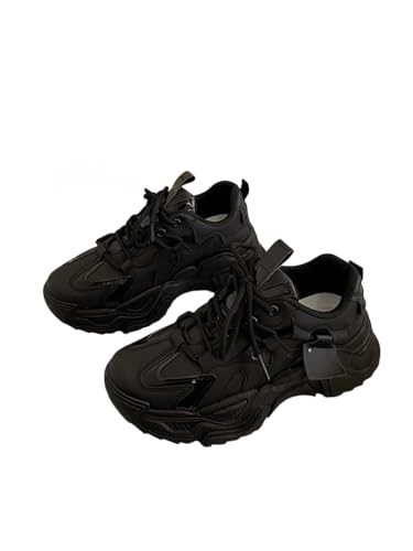 JXpxbao Chunky Turnschuhe Für Damen, Modische Plateau-Lässige Schuhe, Bequeme Keilabsatz Sneaker (schwarz,36) von JXpxbao