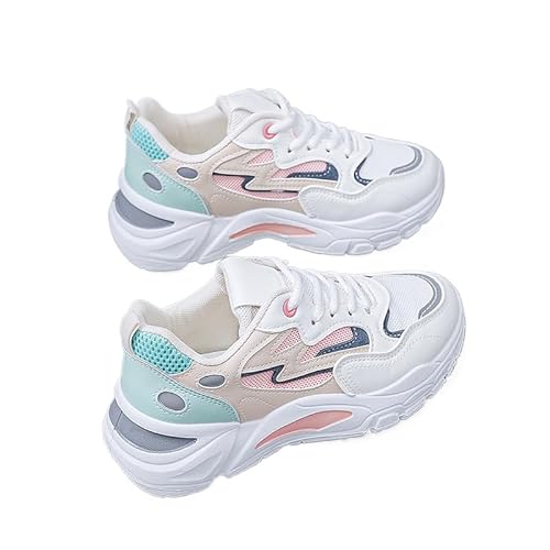 JXpxbao Chunky Turnschuhe Für Damen, Modische Plateau-Lässige Schuhe, Bequeme Keilabsatz Sneaker Atmungsaktiv Turnschuhe (35,blau) von JXpxbao