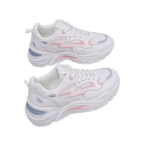 JXpxbao Chunky Turnschuhe Für Damen, Modische Plateau-Lässige Schuhe, Bequeme Keilabsatz Sneaker Atmungsaktiv Turnschuhe (36,Rosa) von JXpxbao