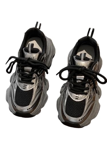 JXpxbao Chunky Turnschuhe Für Damen, Modische Plateau-Lässige Schuhe, Bequeme Keilabsatz Sneaker- Atmungsaktives Mesh (37,Schwarz) von JXpxbao
