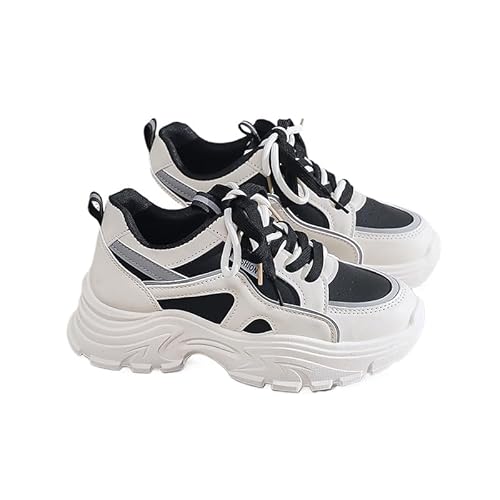JXpxbao Chunky Turnschuhe Für Damen, Modische Plateau-Lässige Schuhe, Bequeme Keilabsatz Sneaker- Atmungsaktives Mesh (38,schwarz) von JXpxbao