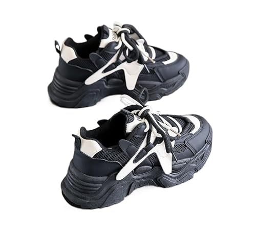 JXpxbao Chunky Turnschuhe Für Damen, Modische Plateau-Lässige Schuhe, Bequeme Keilabsatz Sneaker- Atmungsaktives Mesh (39,schwarz) von JXpxbao