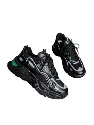 JXpxbao Chunky Turnschuhe Für Damen, Modische Plateau-Lässige Schuhe, Bequeme Keilabsatz Sneaker- Atmungsaktives Mesh (40,Schwarz) von JXpxbao