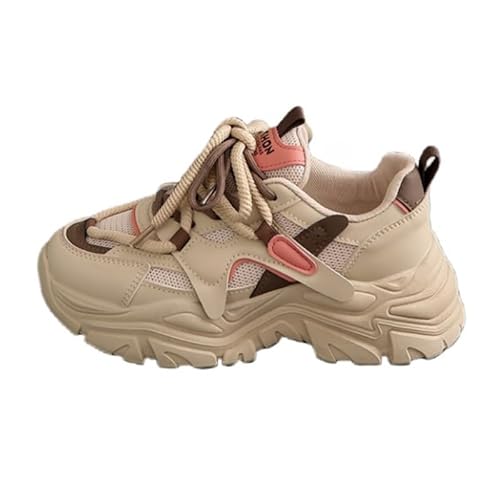 JXpxbao Chunky Turnschuhe Für Damen, Modische Plateau-Lässige Schuhe, Bequeme Keilabsatz Sneaker- Atmungsaktives Mesh (Khaki,37) von JXpxbao