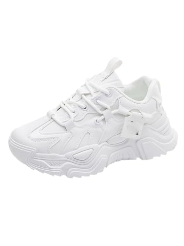 JXpxbao Chunky Turnschuhe für Damen, modische Plateau-Lässige Schuhe, Bequeme Keilabsatz Sneaker (37,weiß) von JXpxbao
