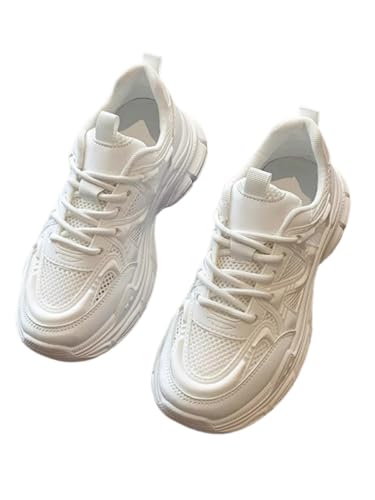 JXpxbao Chunky Turnschuhe für Damen, modische Plateau-Lässige Schuhe, Bequeme Keilabsatz Sneaker (37,weiß) von JXpxbao