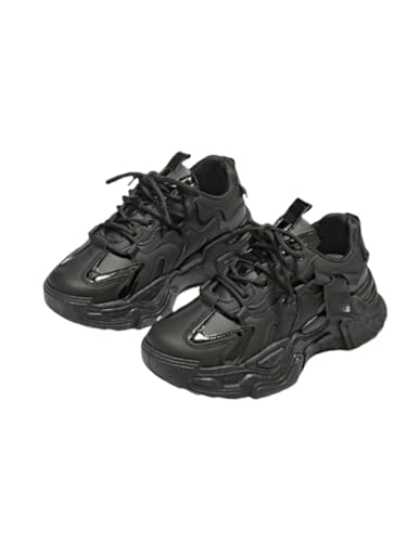 JXpxbao Chunky Turnschuhe für Damen, modische Plateau-Lässige Schuhe, Bequeme Keilabsatz Sneaker (38,schwarz) von JXpxbao
