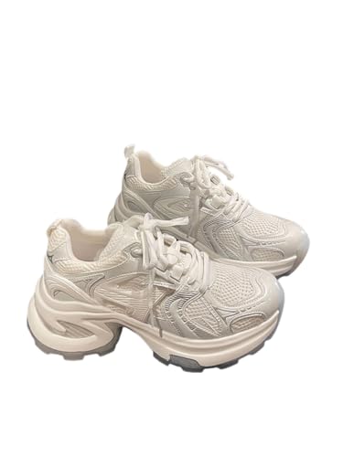 JXpxbao Chunky Turnschuhe für Damen, modische Plateau-Lässige Schuhe, Bequeme Keilabsatz Sneaker (38,weiß) von JXpxbao