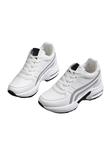 JXpxbao Chunky Turnschuhe für Damen, modische Plateau-Lässige Schuhe, Bequeme Keilabsatz Sneaker (weiß,36) von JXpxbao