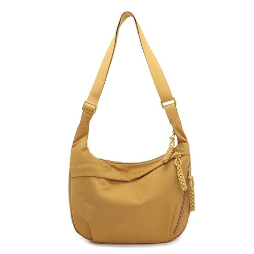 JXpxbao Crossbody Bag Damen Herren Umhängetasche, Nylon Schultertasche Moon Bag Stylische Halbmond Tasche mit verstellbarer Schultergurt, Hobo Casual Handtasche für Arbeit, Reisen, Alltag (Gelb) von JXpxbao