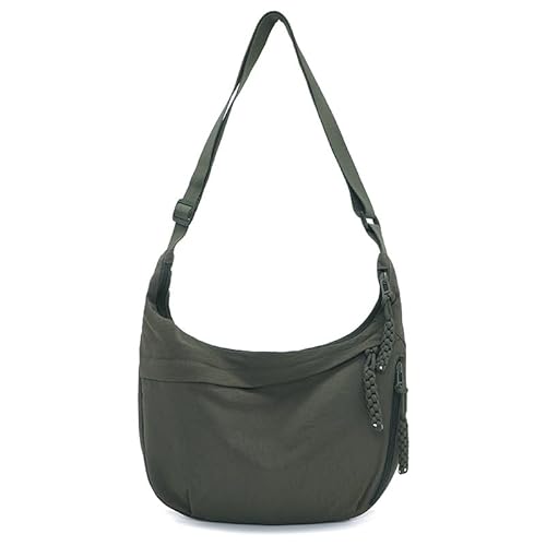 JXpxbao Crossbody Bag Damen Herren Umhängetasche, Nylon Schultertasche Moon Bag Stylische Halbmond Tasche mit verstellbarer Schultergurt, Hobo Casual Handtasche für Arbeit, Reisen, Alltag (Grün) von JXpxbao