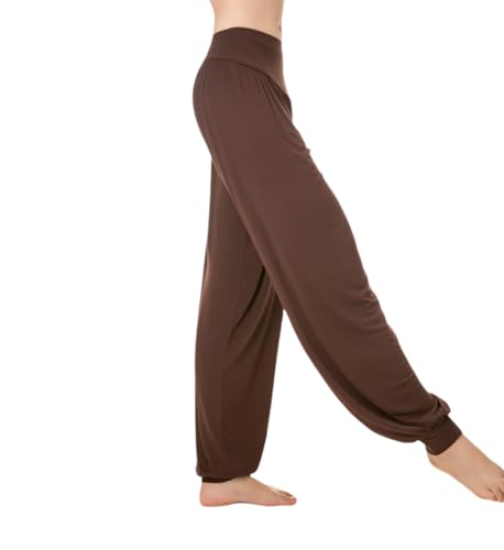JXpxbao Damen Boho Haremshose Festival Outfit Sommerhose Leicht Yogahose Pumphose Hippie Hose Kleidung Sommer Hosen (Braun,M) von JXpxbao