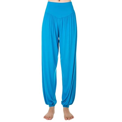 JXpxbao Damen Boho Haremshose Festival Outfit Sommerhose Leicht Yogahose Pumphose Hippie Hose Kleidung Sommer Hosen (Seeblau,M) von JXpxbao