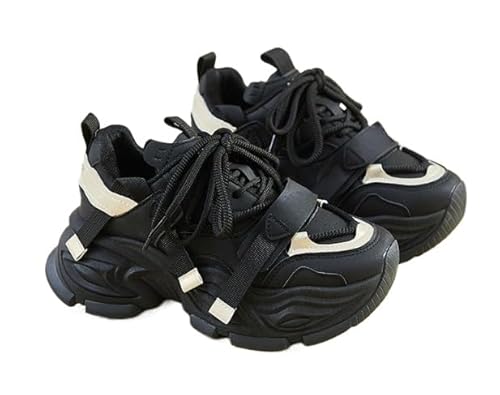 JXpxbao Damen Chunky Turnschuhe Walking Dad Sneakers Bequeme Keilabsatz Sneaker, Modische Plateau-Lässige Schuhe, Casual Lace-Up (36,schwarz) von JXpxbao