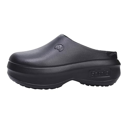 JXpxbao Damen Clogs Pantoletten Gartenschuhe Leichte Medizinische Atmungsaktiv Arbeitsschuhe kochschuhe rutschfest Gummi Gartenclogs (Schwarz,38) von JXpxbao