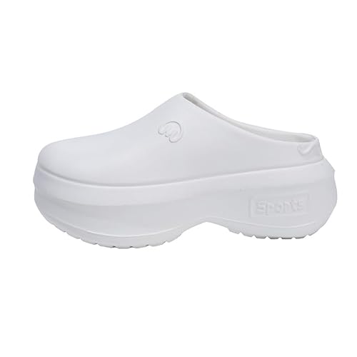 JXpxbao Damen Clogs Pantoletten Gartenschuhe Leichte Medizinische Atmungsaktiv Arbeitsschuhe kochschuhe rutschfest Gummi Gartenclogs (Weiß,40) von JXpxbao
