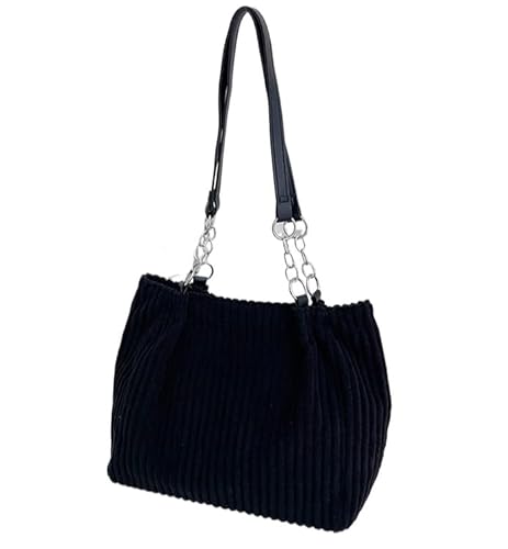 JXpxbao Damen Cord Handtasche Casual Shopping Umhängetasche Mode Umhängetasche Tägliche Einkaufstasche (schwarz) von JXpxbao
