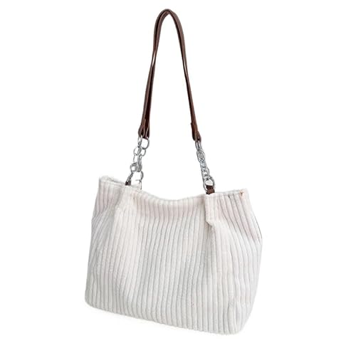 JXpxbao Damen Cord Handtasche Casual Shopping Umhängetasche Mode Umhängetasche Tägliche Einkaufstasche (weiß) von JXpxbao