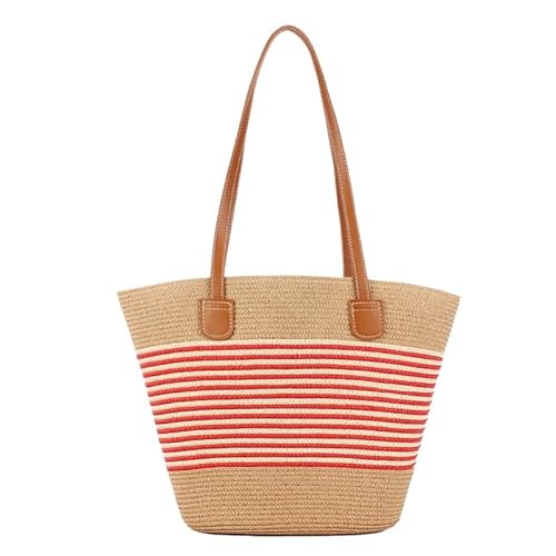 JXpxbao Damen Große Sommer Strand Stroh Tote Taschen Gewebt Schultertasche Reise Strand Hobo Handtasche Handgemachte Sommer Tasche Geflochten Boho Shopper Tasche (Braun-10) von JXpxbao