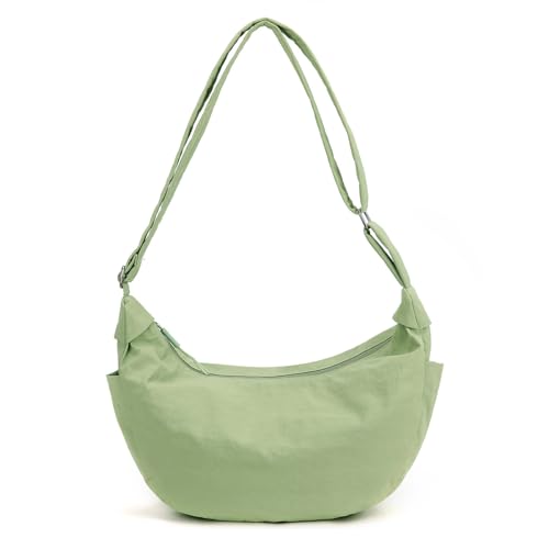 JXpxbao Damen Halbmond Crossbody Schultertasche, Crossbody Tasche Damen, Einfarbige Tragbare Umhängetasche Mit Verstellbarer Schultergur (hellgrün) von JXpxbao