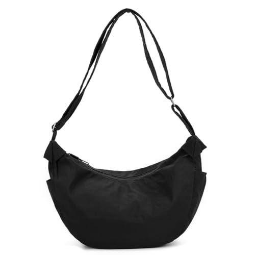 JXpxbao Damen Halbmond Crossbody Schultertasche, Crossbody Tasche Damen, Einfarbige Tragbare Umhängetasche Mit Verstellbarer Schultergur (schwarz) von JXpxbao