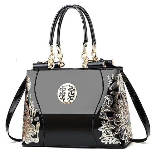 JXpxbao Damen Handtasche Henkeltasche - Frau PU Leder Schultertasche - Elegante Tote Shopper - Umhängetasche Viele Fächer Zip Multi Taschen - Alltags Mode Arbeit Stadt City (schwarz) von JXpxbao