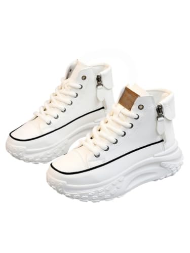 JXpxbao Damen High Top Dicke Sohle Sneakers Casual Schnürsport (weiß,40) von JXpxbao