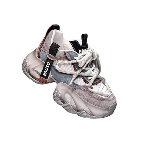 JXpxbao Damen Hohe Plattform Chunky Turnschuhe Beiläufig Schnüren Sport Massage Skaterschuhe (Grau,38) von JXpxbao