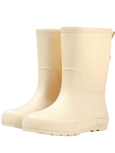 JXpxbao Damen Klassische Einfarbige Hohe Gummistiefel Wasserdichte Regen- Und Gartenschuhe (35,Aprikose) von JXpxbao