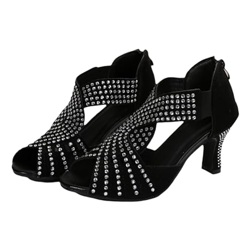 JXpxbao Damen Klassische Pumps Sandalen Sandaletten Mit Blockabsatz Und Riemchen Sommer OffeneZehen Lässig Mit Absatz Strandsandalen Abendschuhe (Schwarz,39) von JXpxbao