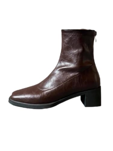 JXpxbao Damen-Lederstiefel Mit Gummisohle Stilvolle Funktionsstiefel Klassische Damen-Stiefeletten (Braun,35) von JXpxbao