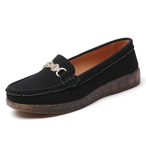 JXpxbao Damen Loafer Bequeme Mokassins Slippers Damen Niedrige Schuhe Faltbare Klassische Loafer (Schwarz,40) von JXpxbao