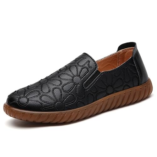 JXpxbao Damen Loafer Flats Schuhe Mokassin Penny Loafer Slipper Arbeitsschuhe Lässiger Komfort Damen Wanderschuhe Orthopädische Schuhe (Schwarz,38) von JXpxbao
