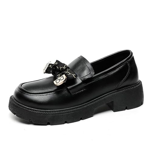 JXpxbao Damen Loafers Plateau Bequem Slipper Elegant Business Casual Mokassin Schuhe Arbeitsschuhe Lässiger Für Alle Jahreszeiten (39,Schwarz) von JXpxbao