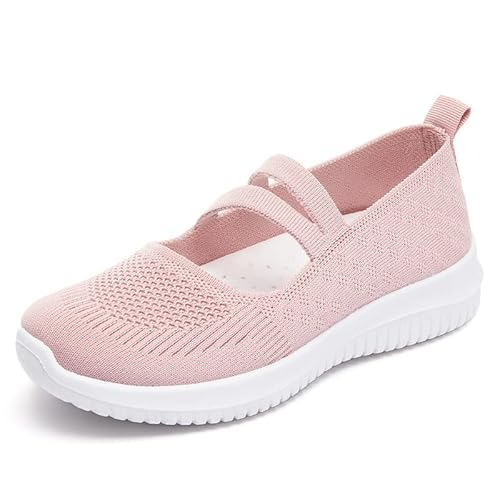 JXpxbao Damen Mesh Freizeit Schlupfschuhe Atmungsaktive Leichte Bequeme Sneakers Walkingschuhe (Rosa,40) von JXpxbao