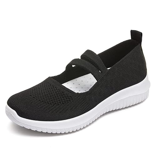JXpxbao Damen Mesh Freizeit Schlupfschuhe Atmungsaktive Leichte Bequeme Sneakers Walkingschuhe (Schwarz,41) von JXpxbao