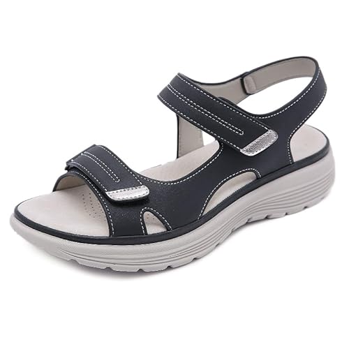 JXpxbao Damen Orthopädische Sandalen Frauen Bequeme Sandaletten Mit Weiches Fußbett Sommer Offene Zehe Leichte Rutschfest Pantoletten Sandals 36-43 EU (Schwarz,43) von JXpxbao
