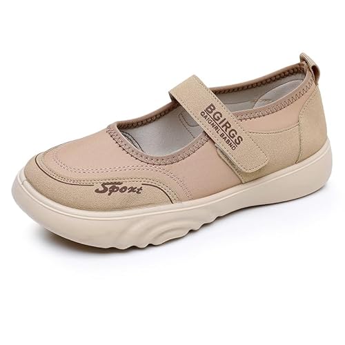JXpxbao Damen Outdoor Fitnessschuhe Atmungsaktive Bequem Schuhe Sport Slipper Mit Klettverschlu Walkingschuhe Sportschuhe Sneaker Turnschuhe Laufschuhe (Khaki,35) von JXpxbao
