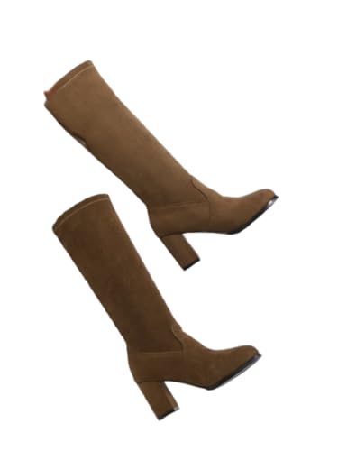 JXpxbao Damen-Overknee-Stiefel Mit Leichtem Futter Und Strukturierter Sohle An Der Vorderseite. (Kamel,42) von JXpxbao