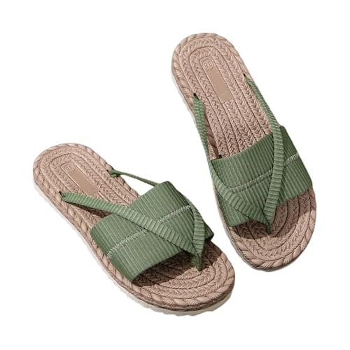 JXpxbao Damen Pantoletten Sommerschuhe Clogs Sandalen Plateau Sandalen Mit Kork-Fußbett Schlappen Frauen Slipper Kork Strand Sommerschuhe Zehentrenner (Grün,38) von JXpxbao