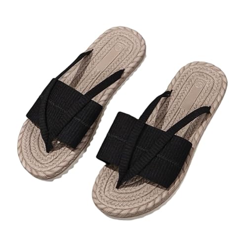 JXpxbao Damen Pantoletten Sommerschuhe Clogs Sandalen Plateau Sandalen Mit Kork-Fußbett Schlappen Frauen Slipper Kork Strand Sommerschuhe Zehentrenner (Schwarz,37) von JXpxbao