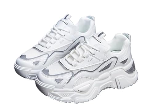 JXpxbao Damen Plateau Sneaker Chunky Sneaker Damen Retro Chunky Schuhe Modische Farbblock Turnschuhe Bequeme Keilabsatz Sneaker für Alltag & Spaziergänge (35,Grau) von JXpxbao
